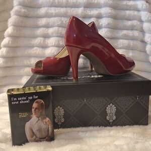 Bandolino Red Peep-Toe Heels